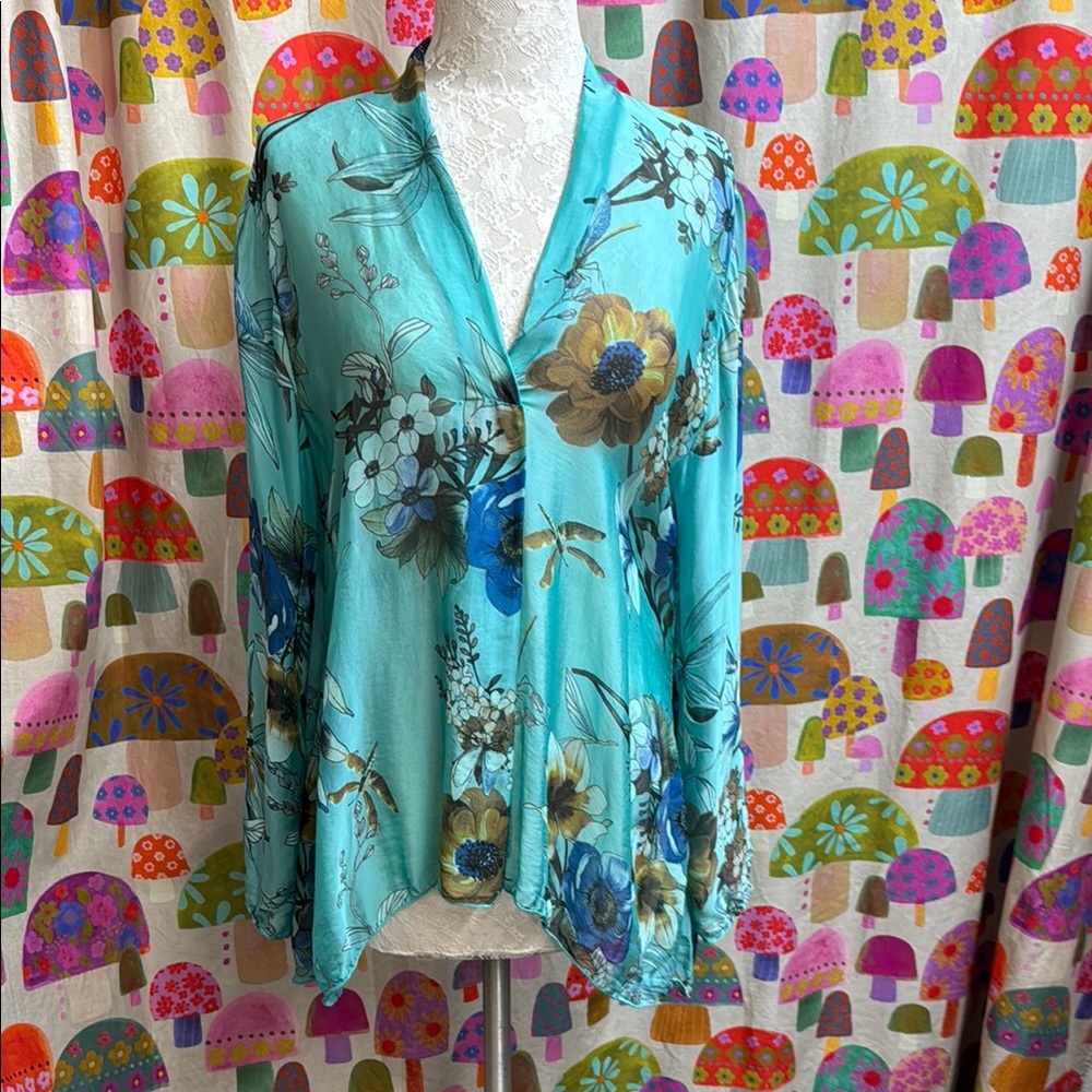 Cherishh Silk Long Sleeve Blouse. Medium?